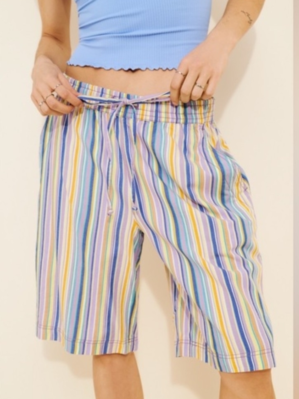 Saylor Poplin Striped Shorts Free People
